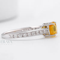 Yellow Sapphire Ring with Lab-Grown Diamond Ring - Ring
