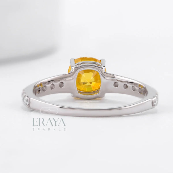 Yellow Sapphire Ring with Lab-Grown Diamond Ring - Ring