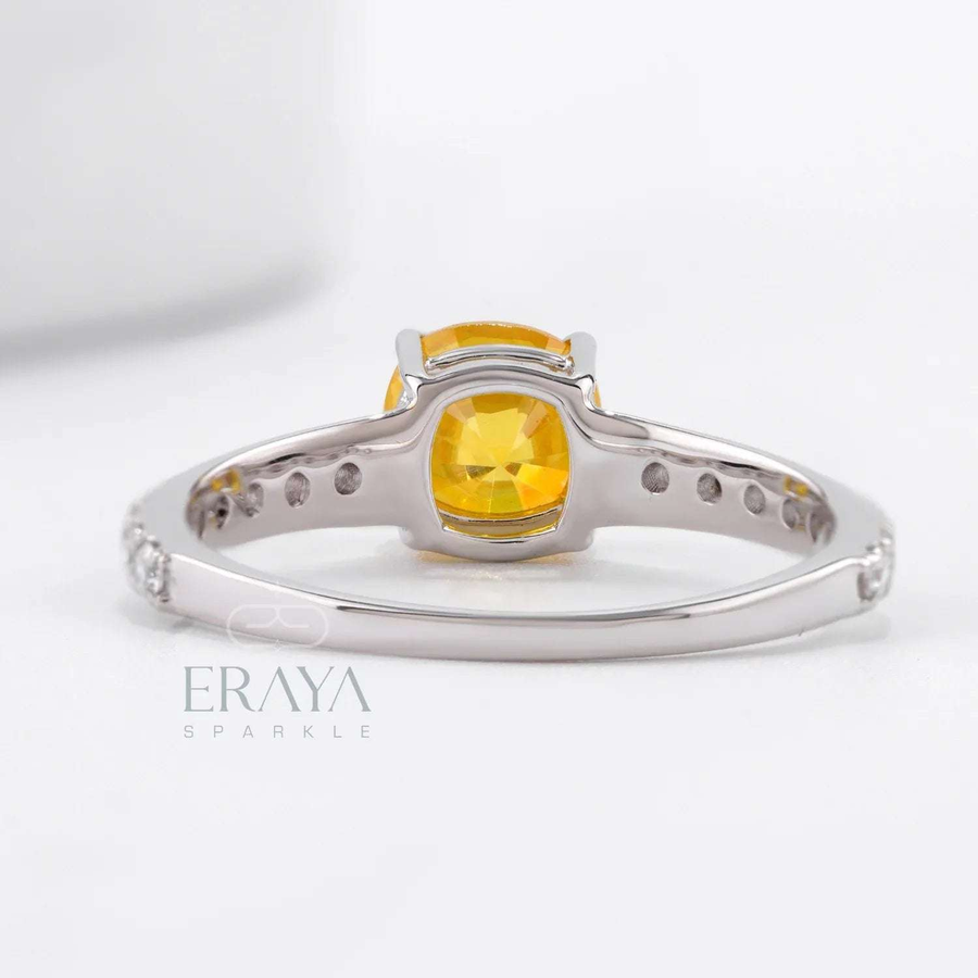 Yellow Sapphire Ring with Lab-Grown Diamond Ring - Ring