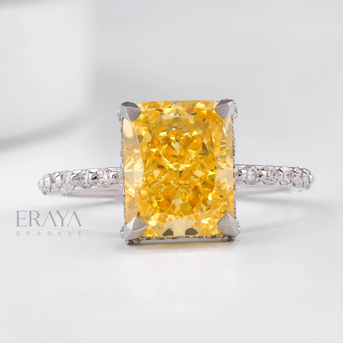 Radiant Yellow Sapphire Engagement Ring - erayasparkle