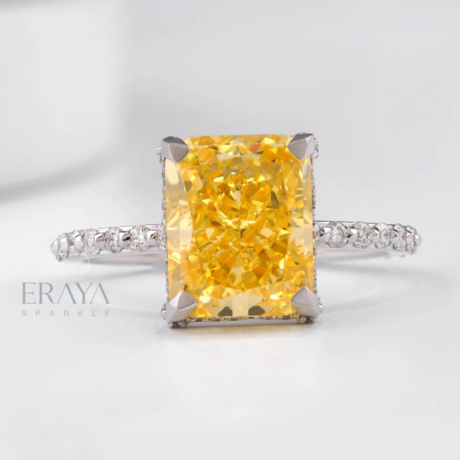 Radiant Yellow Sapphire Engagement Ring - erayasparkle