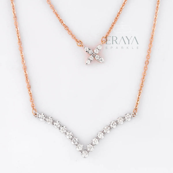 V-Bar Floral Pendant with Lab-Created Diamond - 