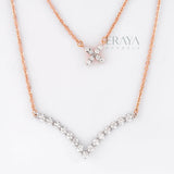 V-Bar Floral Pendant with Lab-Created Diamond - 