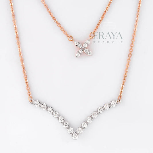 V-Bar Floral Pendant with Lab-Created Diamond - erayasparkle