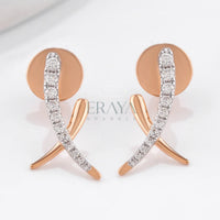 Twist Rose Gold Earrings with Lab Diamond - 
