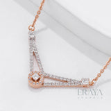 Elegant V-Shaped Necklace with Diamond - 