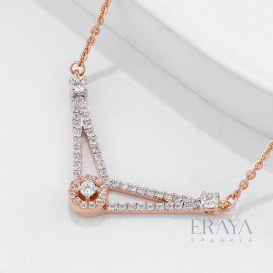 Elegant V-Shaped Necklace with Diamond - erayasparkle