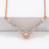 Elegant V-Shaped Necklace with Diamond - 