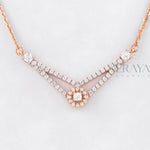 Elegant V-Shaped Necklace with Diamond - 