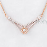 Elegant V-Shaped Necklace with Diamond - 