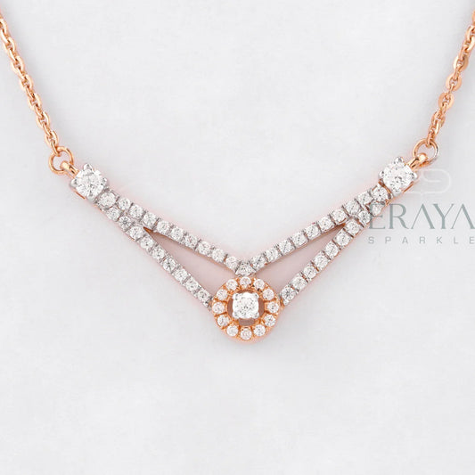 Elegant V-Shaped Necklace with Diamond - erayasparkle