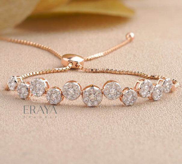 Elegant Lab Grown Diamond Bracelet in Rose Gold | Adjustable Tennis Style - 