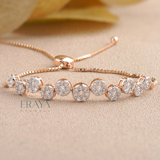 Elegant Lab Grown Diamond Bracelet in Rose Gold | Adjustable Tennis Style - erayasparkle