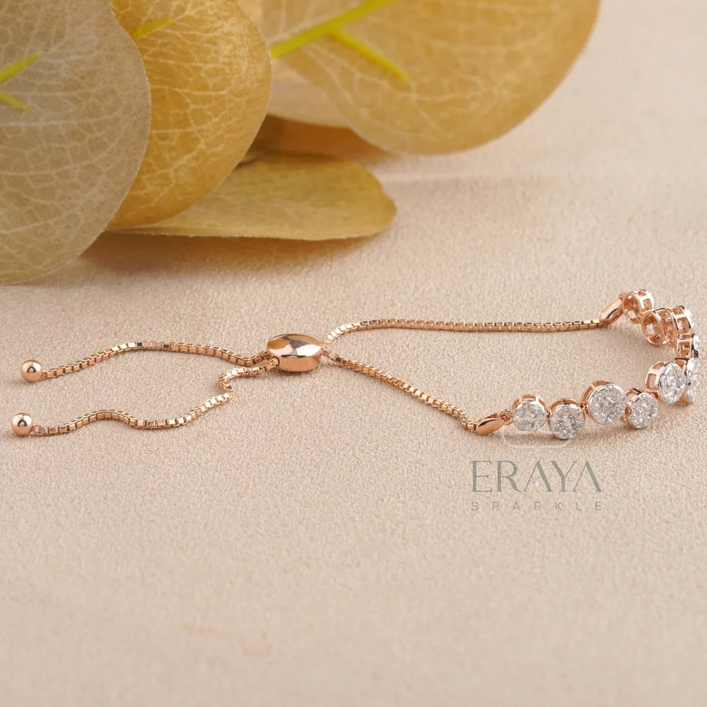 Elegant Lab Grown Diamond Bracelet in Rose Gold | Adjustable Tennis Style - erayasparkle