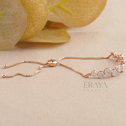 Elegant Lab Grown Diamond Bracelet in Rose Gold | Adjustable Tennis Style - erayasparkle