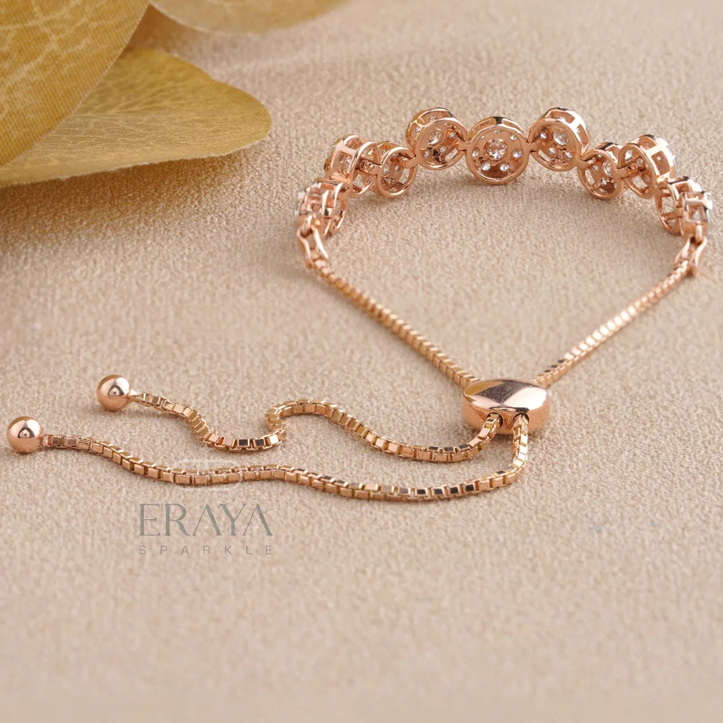 Elegant Lab Grown Diamond Bracelet in Rose Gold | Adjustable Tennis Style - erayasparkle