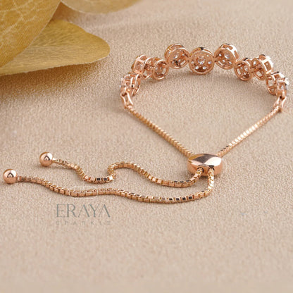 Elegant Lab Grown Diamond Bracelet in Rose Gold | Adjustable Tennis Style - erayasparkle