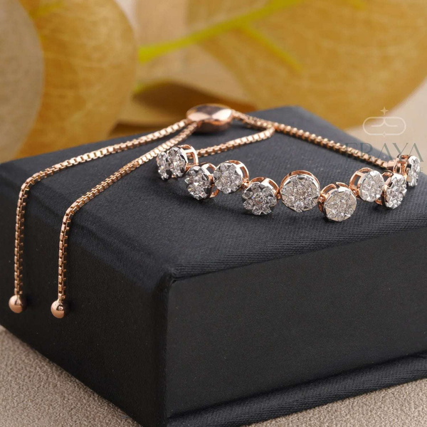 Elegant Lab Grown Diamond Bracelet in Rose Gold | Adjustable Tennis Style - 