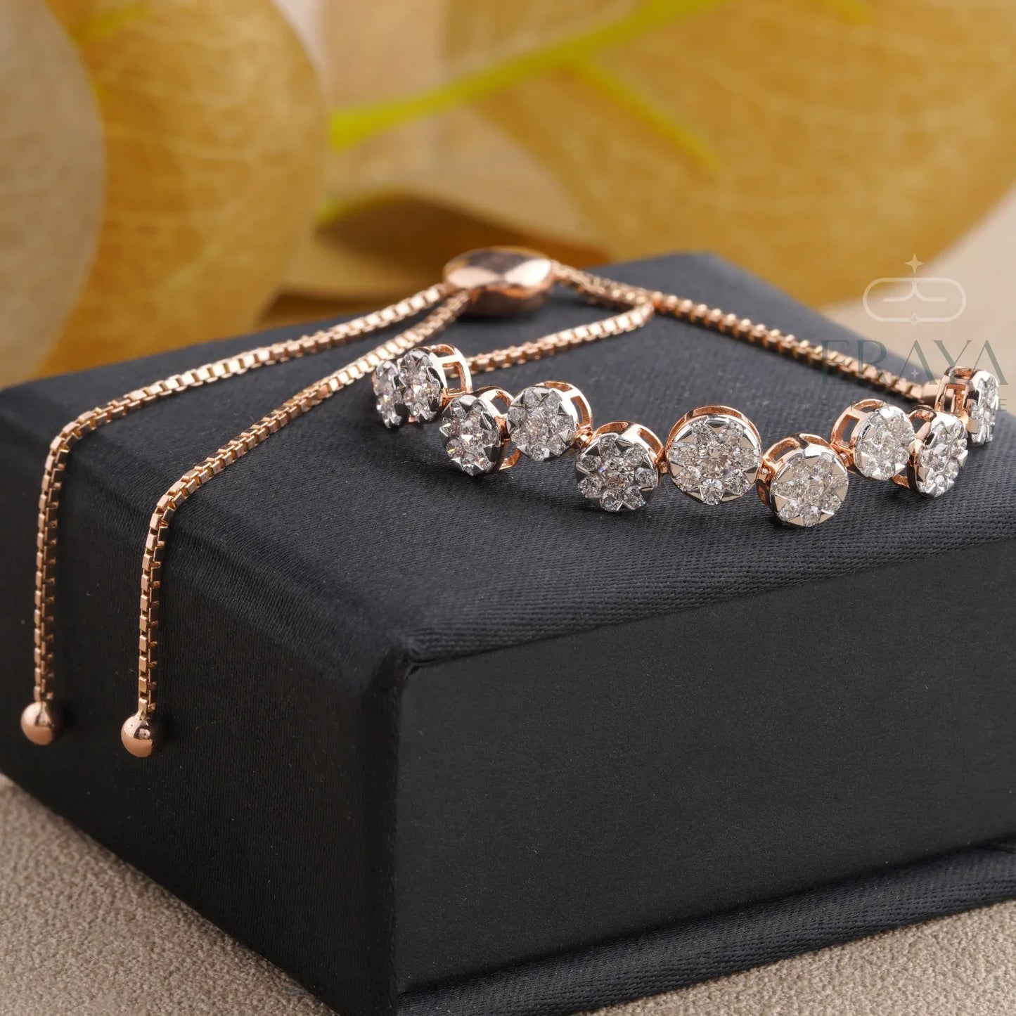 Elegant Lab Grown Diamond Bracelet in Rose Gold | Adjustable Tennis Style - erayasparkle