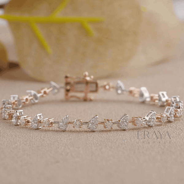Pear Design Gold tennis Bracelet - 
