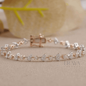 Pear Design Gold tennis Bracelet - 