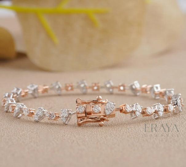 Pear Design Gold tennis Bracelet - 