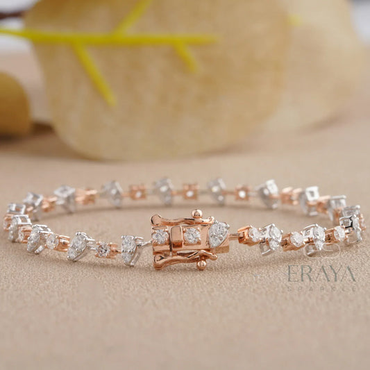 Pear Design Gold tennis Bracelet - erayasparkle