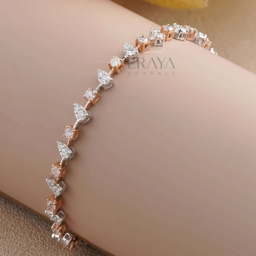 Pear Design Gold tennis Bracelet - 