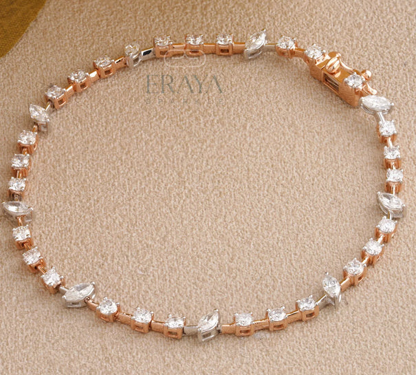 Rose Gold Marquise Band with LG Diamond Bracelate - 