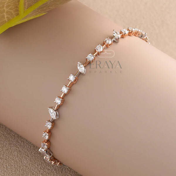 Rose Gold Marquise Band with LG Diamond Bracelate - 