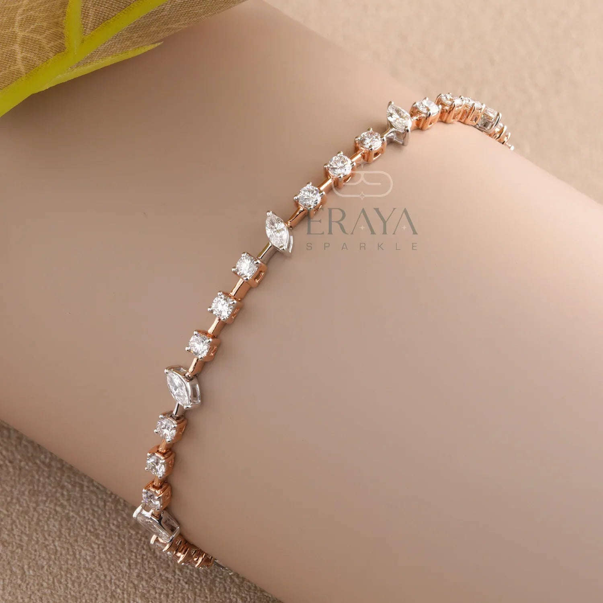 Rose Gold Marquise Band with LG Diamond Bracelate
