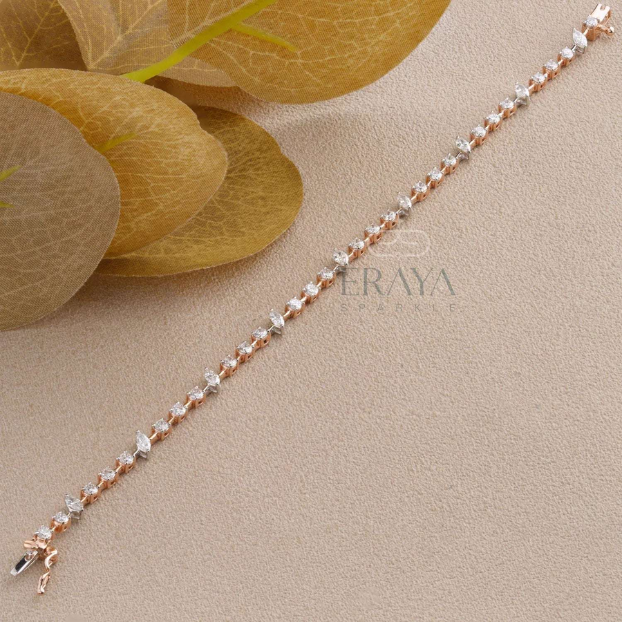 Rose Gold Marquise Band with LG Diamond Bracelate - 