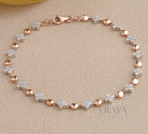 Floral Tennis Bracelet with LG Diamond Bracelate - 
