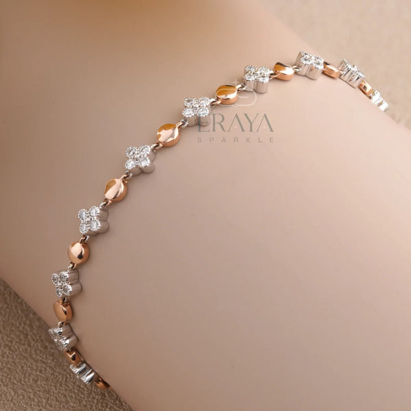 Floral Tennis Bracelet with LG Diamond Bracelate - 