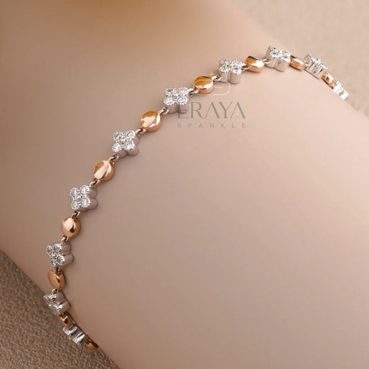 Floral Tennis Bracelet with LG Diamond Bracelate - erayasparkle