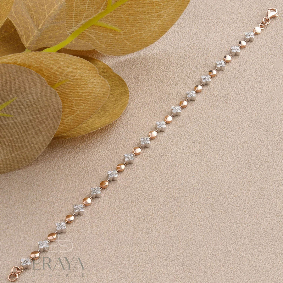 Floral Tennis Bracelet with LG Diamond Bracelate - 