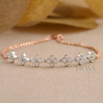 Dainty Floral Gold Bracelet with Lab Diamond Bracelate - 