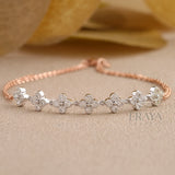 Dainty Floral Gold Bracelet with Lab Diamond Bracelate -
