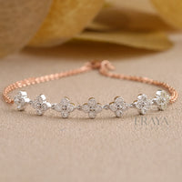 Dainty Floral Gold Bracelet with Lab Diamond Bracelate - 