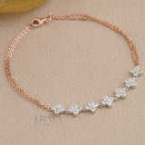 Dainty Floral Gold Bracelet with Lab Diamond Bracelate -