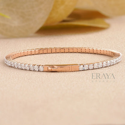 Lab Grown Diamond Tennis Bracelet in Rose Gold - erayasparkle