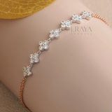 Dainty Floral Gold Bracelet with Lab Diamond Bracelate -