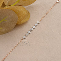 Dainty Floral Gold Bracelet with Lab Diamond Bracelate - 