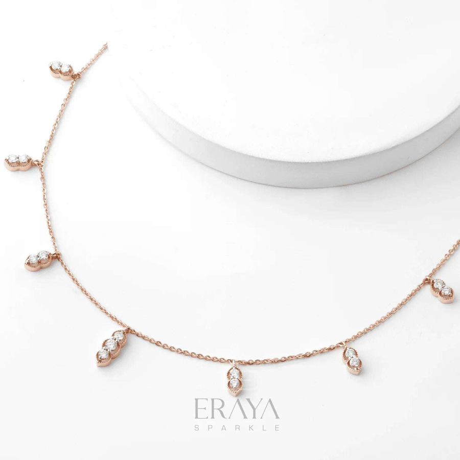 Triple Diamond Drop Necklace – Diamond Necklace - Ring