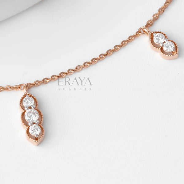 Triple Diamond Drop Necklace – Diamond Necklace - Ring