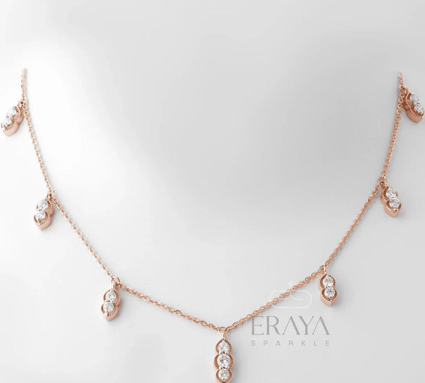 Triple Diamond Drop Necklace – Diamond Necklace - Ring