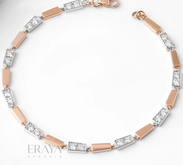 Two-Tone Geo Bracelet with Lab-Created Diamond Bracelate - Ring