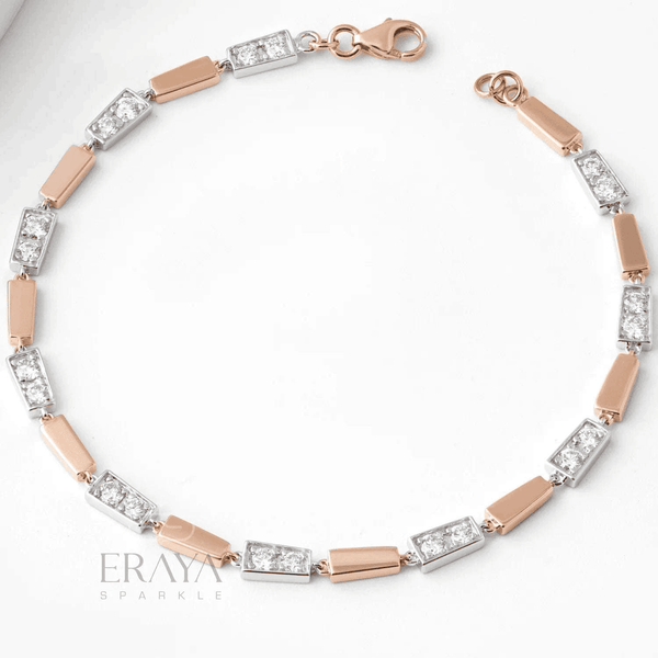 Two-Tone Geo Bracelet with Lab-Created Diamond Bracelate - Ring