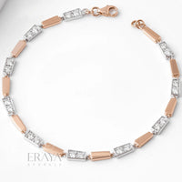 Two-Tone Geo Bracelet with Lab-Created Diamond Bracelate - Ring