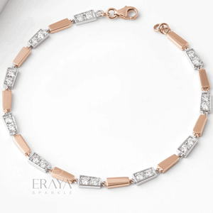 Two-Tone Geo Bracelet with Lab-Created Diamond Bracelate - Ring